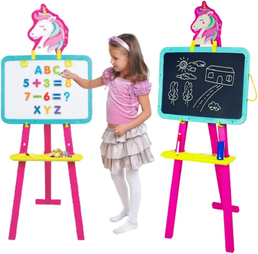 Unicorn 8 in 1 Easel and Magnetic Writing Activity Board for Kids Boys and Girls for Age 3 to 8 Years old