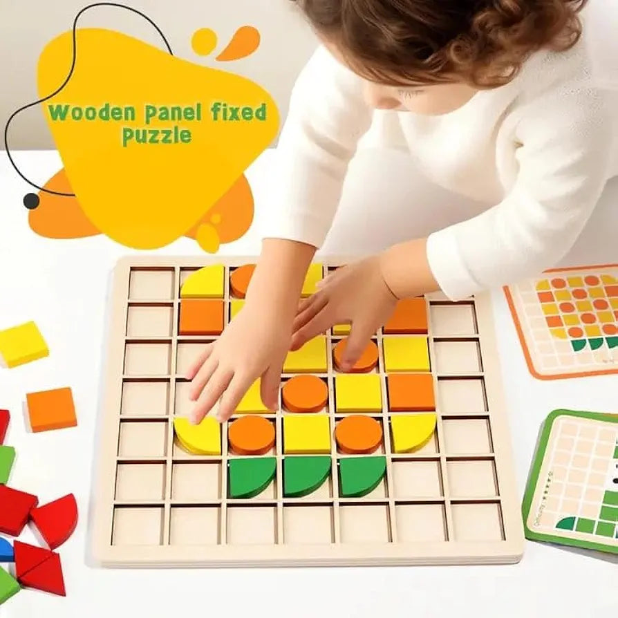 120 pieces Mosaic wooden Puzzle Blocks for Kids Learning and Brain Development