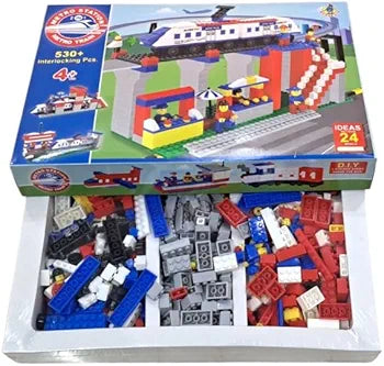 Metro Station 2 in 1 Metro Train Interlocking Blocks Multicolor building blocks set for kids Learning and to enhance creative skills