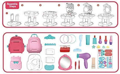 Little Hands School Bag Packing Pretend Play Makeup Set Cute Dresser Set Toys for Kids Girls Pieces