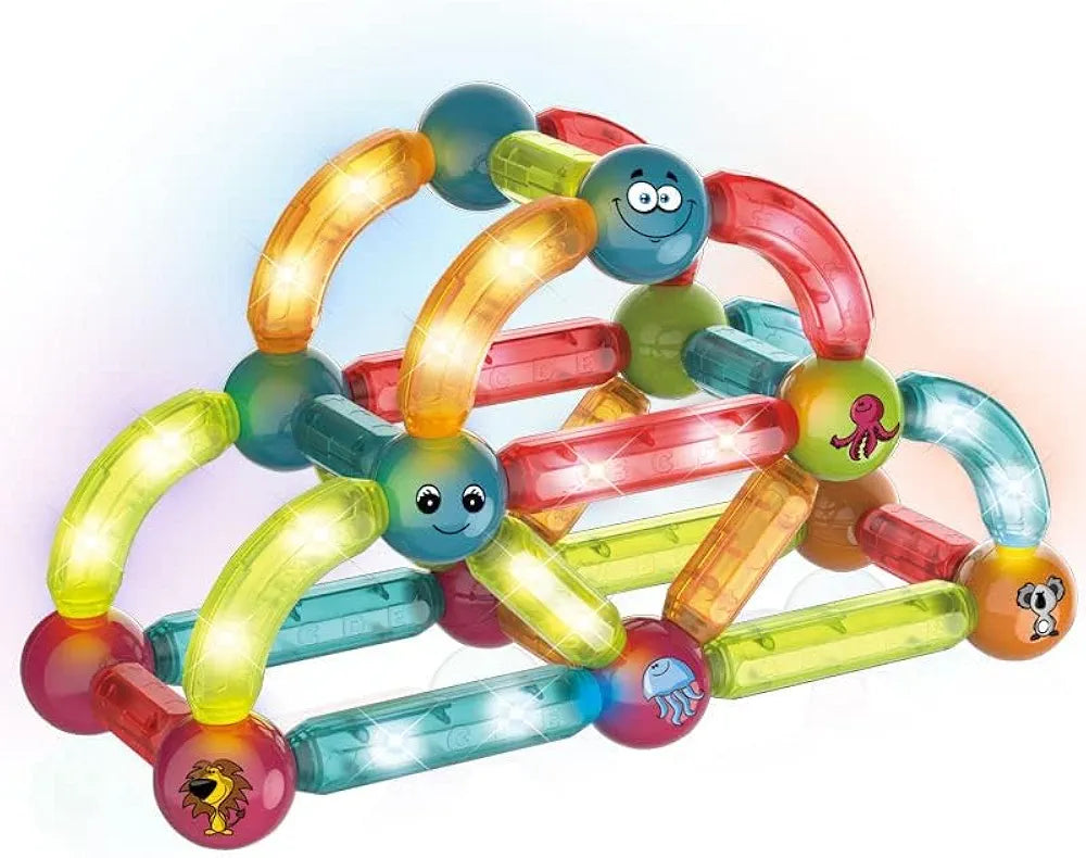 Light Magnetic Building Blocks Toy for Kids Magnetic Glow in The Dark Toy Set Different Sizes & Curve Shaped for Boys and Girls