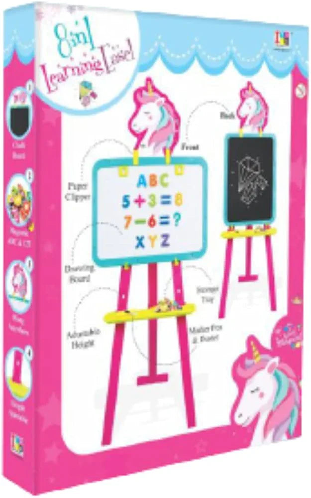 Unicorn 8 in 1 Easel and Magnetic Writing Activity Board for Kids Boys and Girls for Age 3 to 8 Years old