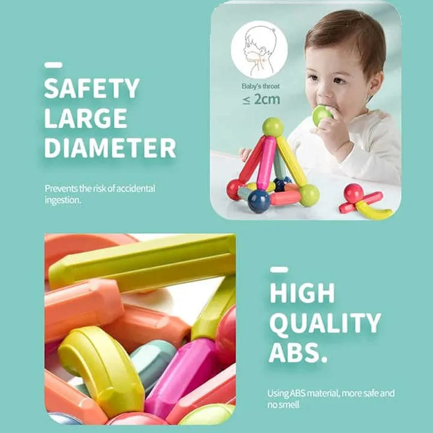 Colorful Magnetic Sticks and Balls Sets Toys 3D Construction Building Blocks Magnet Stacking Educational Learning Toys Puzzle Games Birthday Gift for Kids