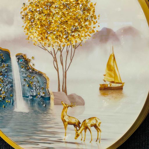 Light Luxury Living Room Decoration Deer 3D Crystal Porcelain Decorative Painting Sofa Background Wall Art