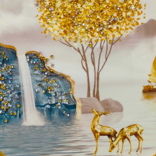 Light Luxury Living Room Decoration Deer 3D Crystal Porcelain Decorative Painting Sofa Background Wall Art