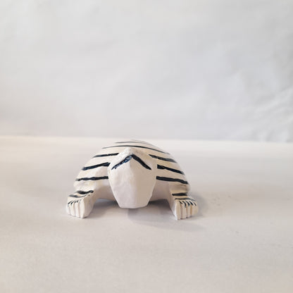 Wooden Turtle Spiral Black & White Paint