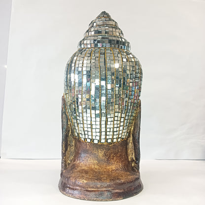 Gautham Buddha With Mirror Work With Golden Bronze Texture