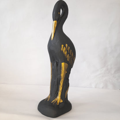 Paper Machie Swan Wood Black Gold Finish