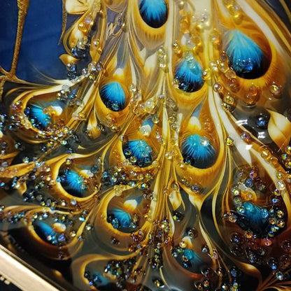 Peacock Crystal Painting for Background of a Couch