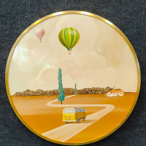 Hot Air Ballon GOLD Ring Framed Acrylic Crystal Frame For Home, Office