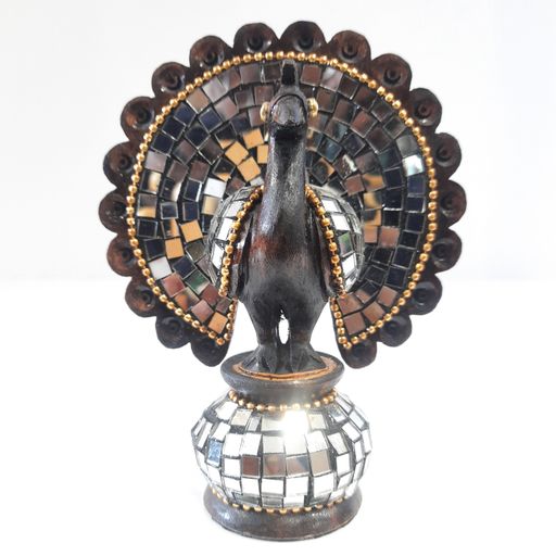 Wooden Peacock W/Mirror Work Oxod.