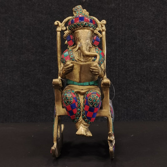 Ganesh Sitting On Chair Sculpture