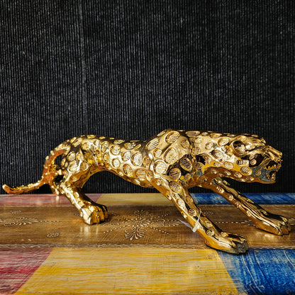 Leopard Statue with elegant look Gold Animal Figurine for Home Decoration