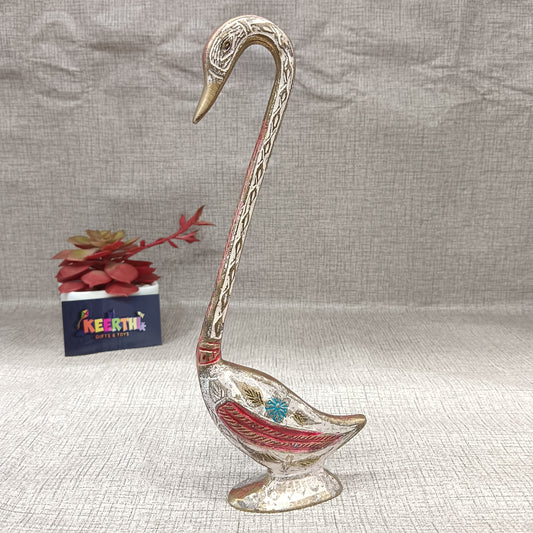 Swan Multi Colour brass show piece