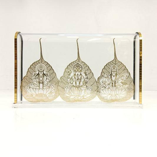 Golden leaf Ganesh, Lakshmi Devi, Saraswati Devi dom item