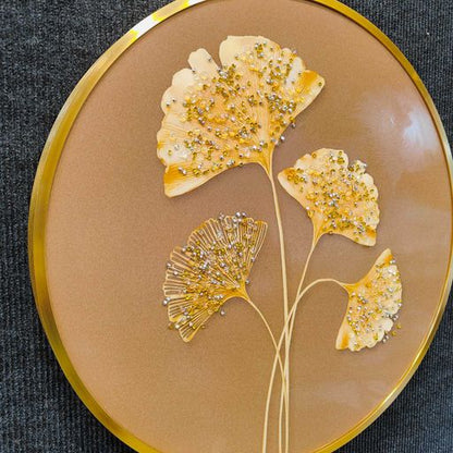 Gold Leaf Abstract Art 3D Crystal Painting Textured Wall Frame