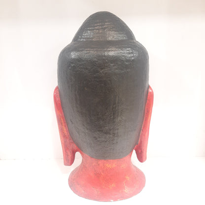 Paper Machie Gautam Buddha Head Knotted With Red or Orange Finish