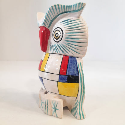 Wooden Owl F.Pose Mosaic Work