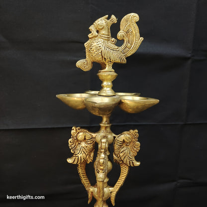 Brass Pecock five wick Deepak