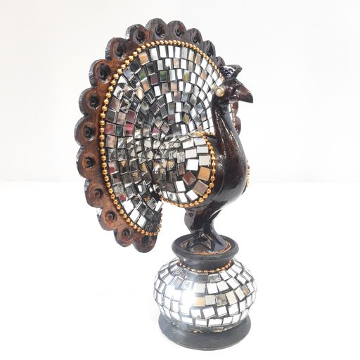 Wooden Peacock W/Mirror Work Oxod.