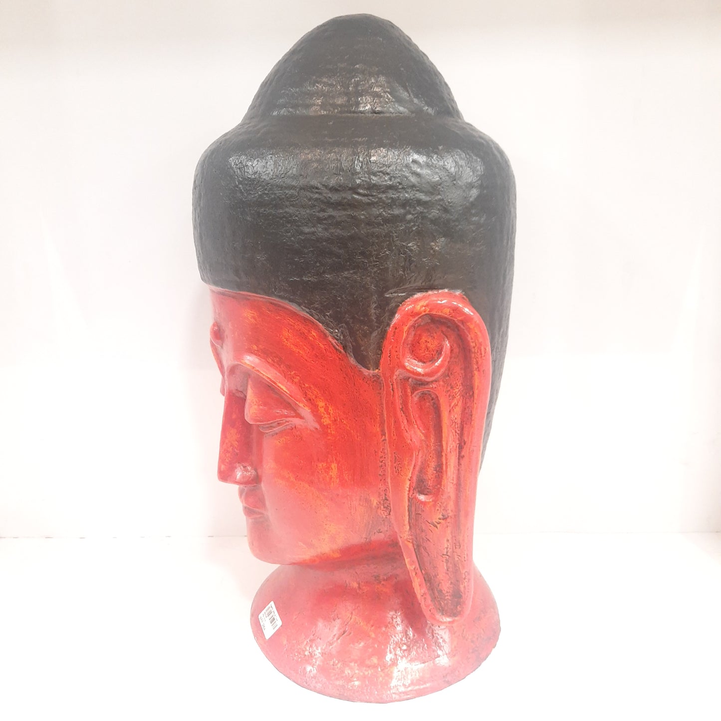 Paper Machie Gautam Buddha Head Knotted With Red or Orange Finish