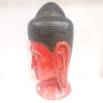 Paper Machie Gautam Buddha Head Knotted With Red or Orange Finish