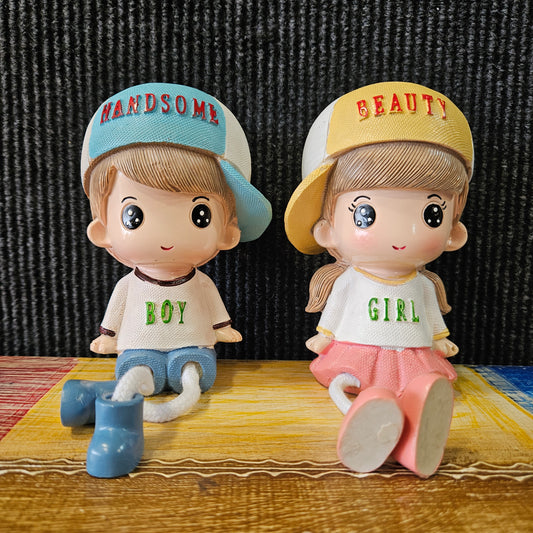 Enchanting Couple Figurines with Playful Hanging Legs Artisanal Resin Craft showpiece Figurine for home Decor
