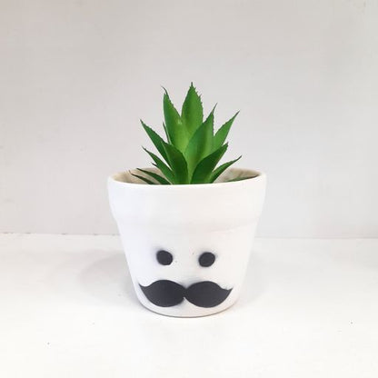 Moustache Planter Cute Desktop and Garden Flower Pot| Indoor Home Décor| Perfect for Kids Room or Gift