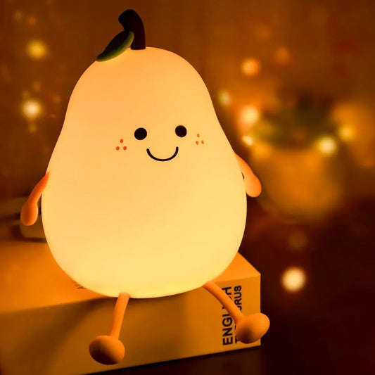 Pear Night Lamp for Bedroom, Cute Lamp, Night Lamp for Kids, Cute Night light, Silicone Lamp, Birthday Gifts, Kids Room Decor,