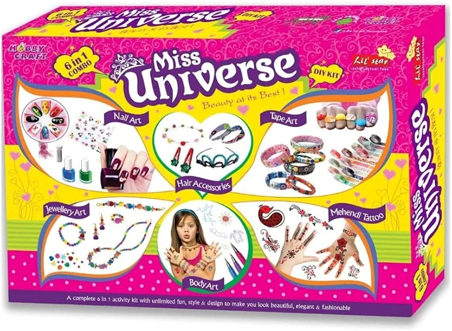 Miss Universe Beauty At Its Best Little Star 6 in 1 Combo Multicolor Art Kit for Girls Age Group 5 Years and Above
