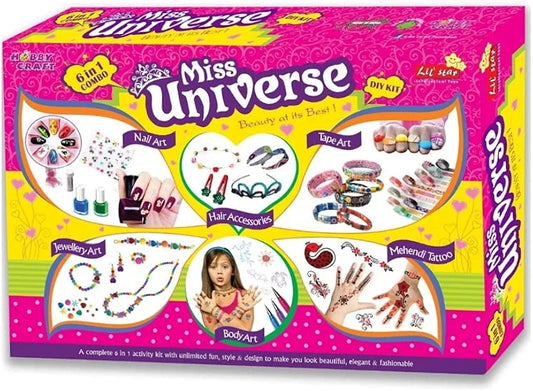 Miss Universe Beauty At Its Best Little Star 6 in 1 Combo Multicolor Art Kit for Girls Age Group 5 Years and Above