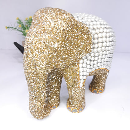 Resin Elephant W/Bugle & Pearl Beads