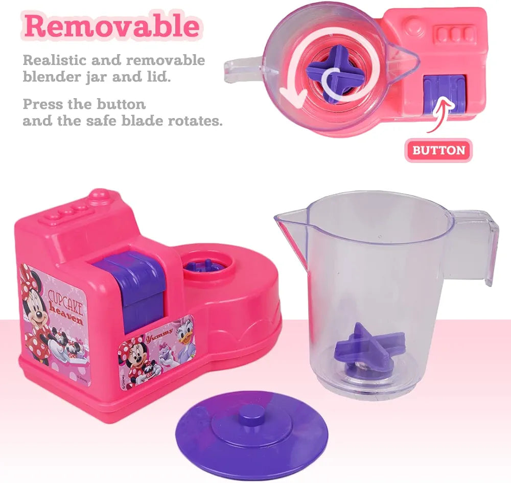 Disney Minnie Mouse Toy Mixer Real Operating Plastic Kitchen Mixer Toy for Kids