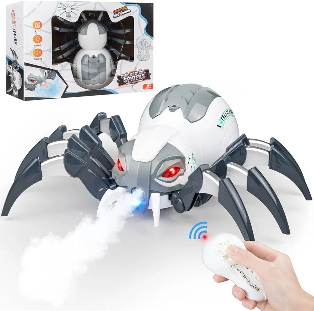 Remote Control Spider, Realistic Robot Spider with Spray/Lights/Music Effect, Kids Wireless Remote Control Toy