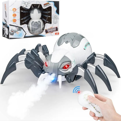 Remote Control Spider, Realistic Robot Spider with Spray/Lights/Music Effect, Kids Wireless Remote Control Toy