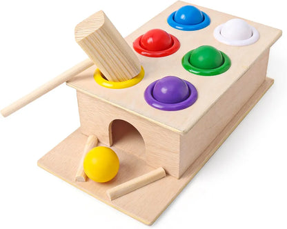 Prime Knock The Ball 6 Wooden Hammer Ball Pound the Ball Educational Toy for Kids wooden toy toys for kids