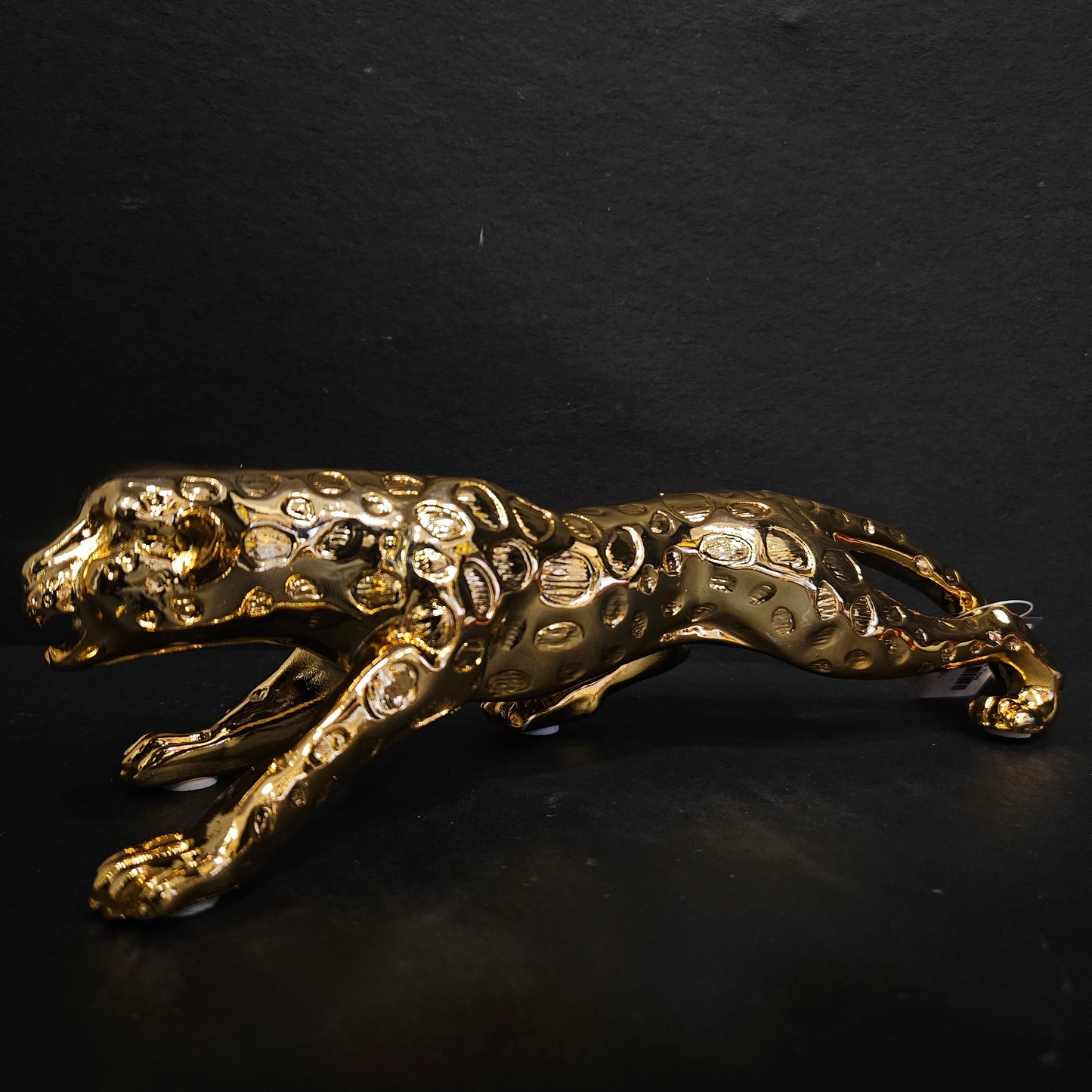 Jaguar Statue gold Shiney with Ornaments Animal showpiece Desktop Sculpture Figurine Shelf Decor