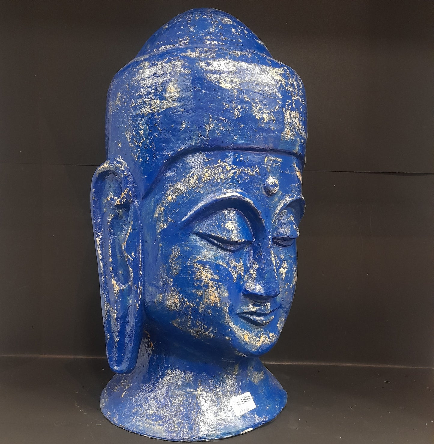 Paper Machie Gautam Buddha Head With Blue Gold Finish