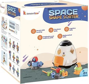 Montessori Spaceship Toy for Toddlers Develops Fine Motor Skills Sorting Stacking and Building Blocks Lacing Beads Playset Ideal Gift for 2 Year above age Boys and Girls