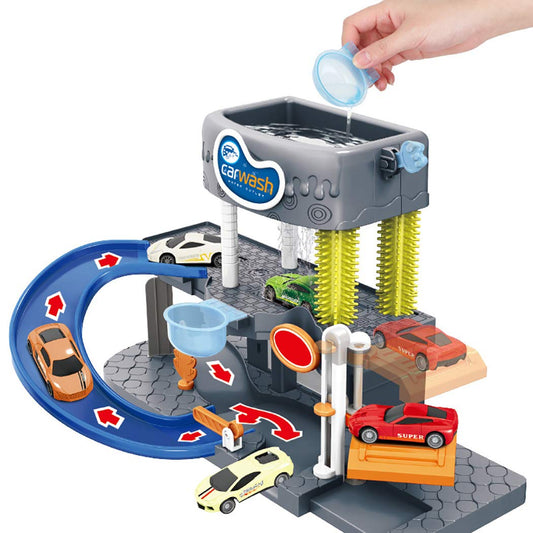 Car Wash & Parking Garage Toy Set Color Changing Race Cars