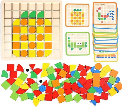 120 pieces Mosaic wooden Puzzle Blocks for Kids Learning and Brain Development