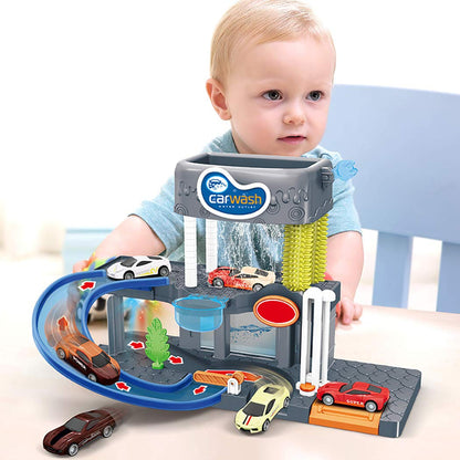 Car Wash & Parking Garage Toy Set Color Changing Race Cars