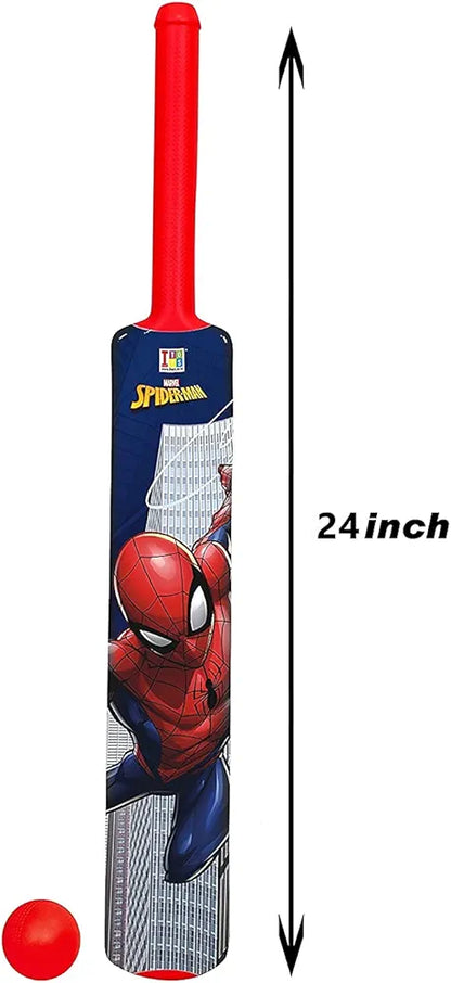 Cricket Set for Boys of 5 to 6 Years Include 3 Plastic Stump 1 Plastic Bat 1 Plastic Ball Attractive Spider Man cartoon series for kids