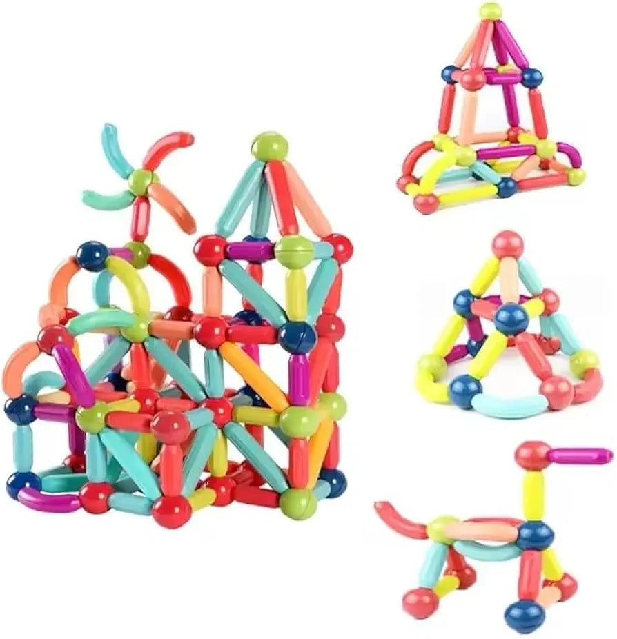 Colorful Magnetic Sticks and Balls Sets Learning Creative Educational Stacking Toys 3D Construction Building Blocks Magnet Toys for Kids