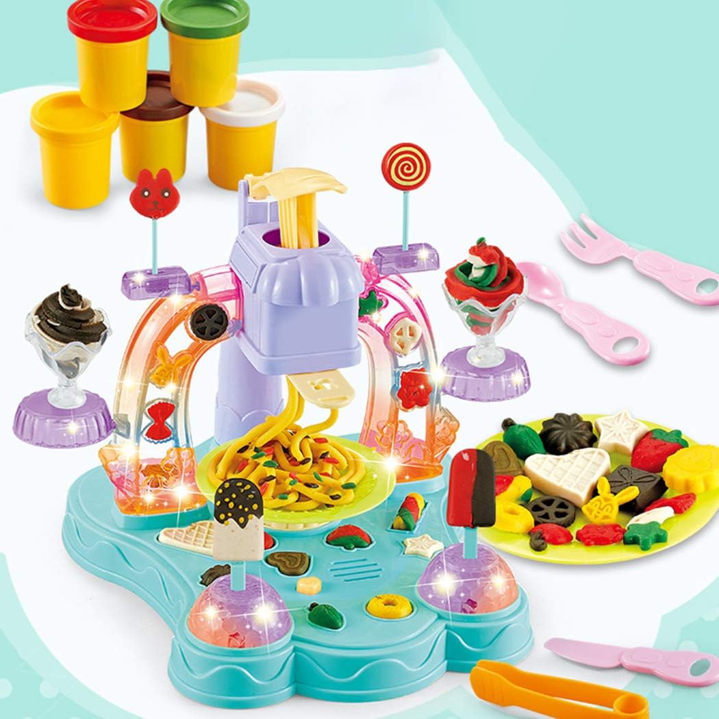 Ice Cream Color Play-Dough Toy Set for Kids Ice Cream Maker Dough with Music Light