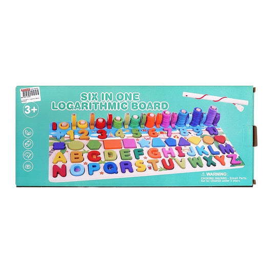 6 in 1 Multi Functional Logarithmic Wooden Board For Kids Learning and Brain Development