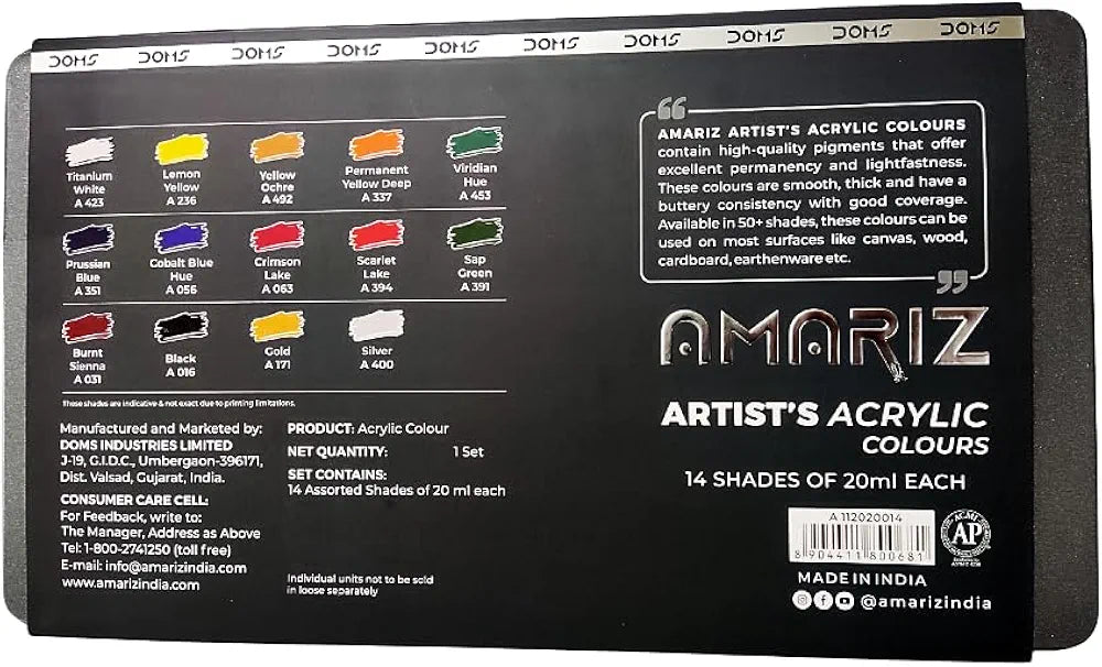 Doms Amariz Artist's Acrylic Colours.14 shades