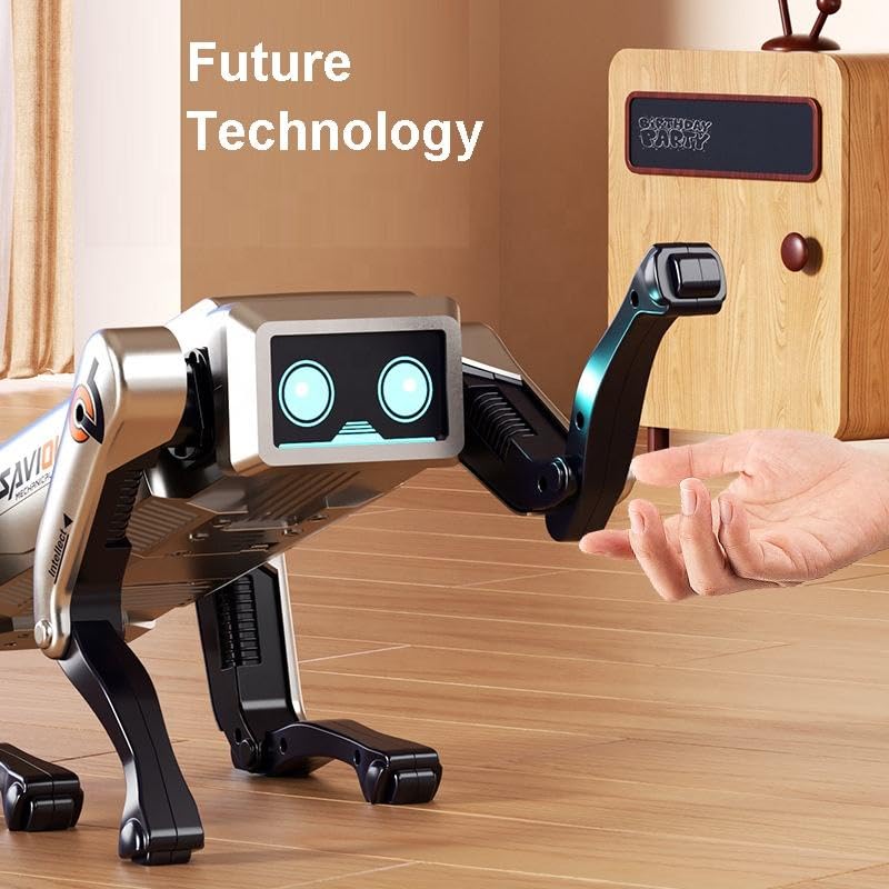 Smart RC Mechanical Big Dog Toy Language Interaction Remote Control Stunt Action Robot Dog White / Gray