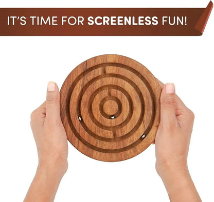 Wooden Maze and Labyrinth Puzzle Game for Kids Bhool Bhulaiyaa Indoor Activity Board Game for Children Brain Teaser Toys