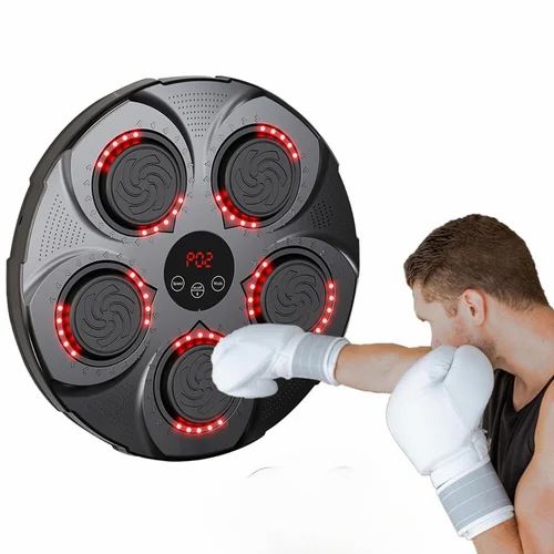 Music Boxing Machine Home Wall Mounted Electronic Boxing Machine Black, Portable Smart Bluetooth Lights Musical Boxing Machine, Home Kids Adult Boxing Training, Stress Release